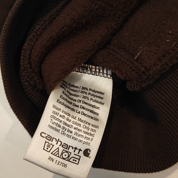 Carhartt Hoodie Camo Logo Pullover Brown Boys Youth Size Large 14-16 Used Stain - Picture 11 of 12